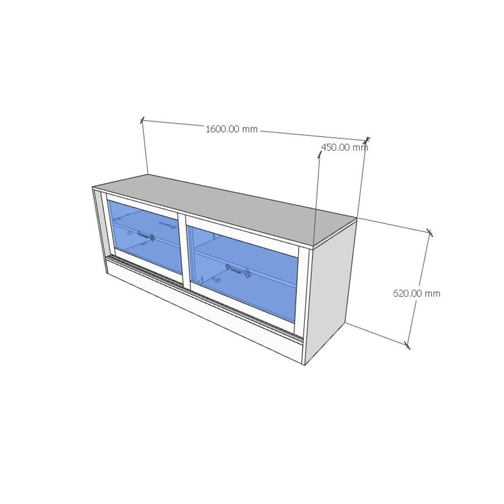 HAPPY FURNITURE , Tủ đựng đồ cửa kính 2 cánh lùa - SCANDINA , TCL_028 , 160cm x 45cm x 62cm