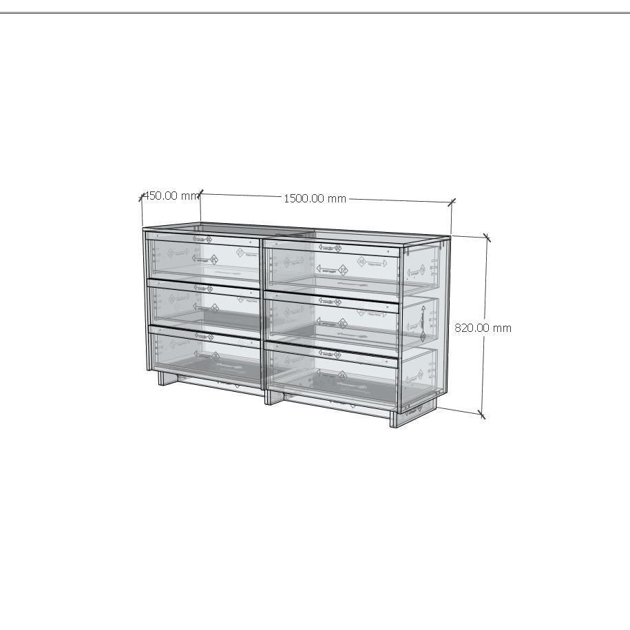 HAPPY FURNITURE , Tủ đựng đồ 6 ngăn kéo - MAVIS , THK_145 , 150cm x 45cm x 82cm