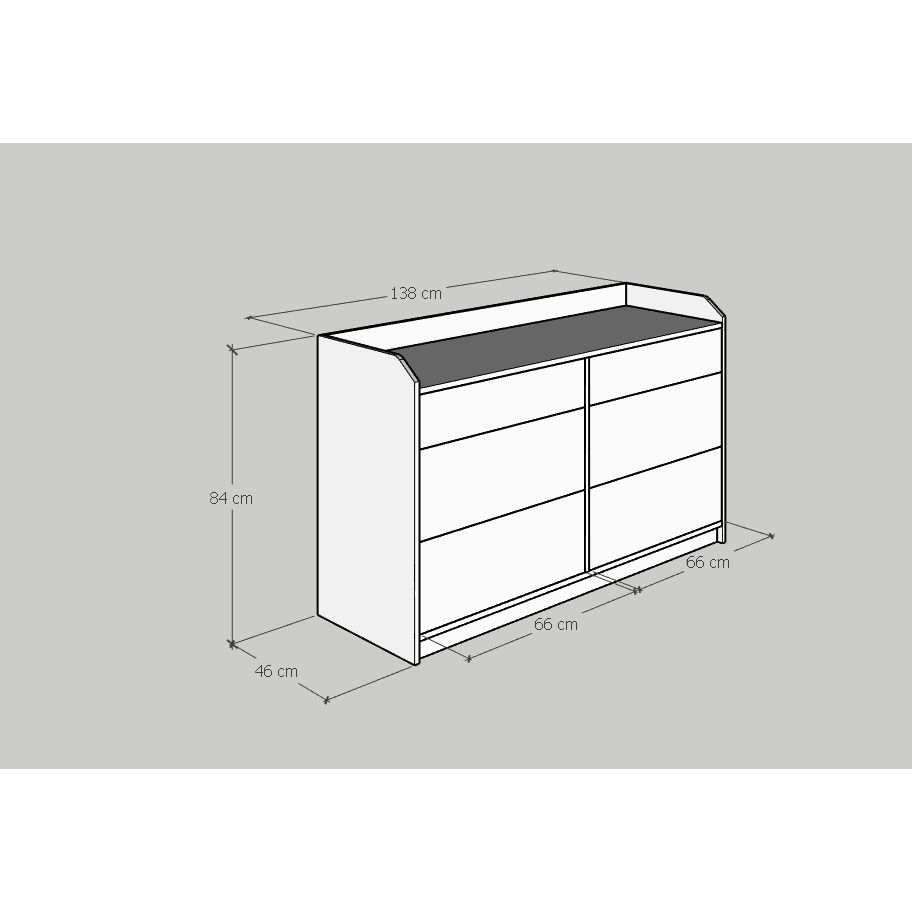 HAPPY FURNITURE , Tủ 3 tầng 6 ngăn kéo - CANA , THK_009 , 138cm x 46cm x 84cm