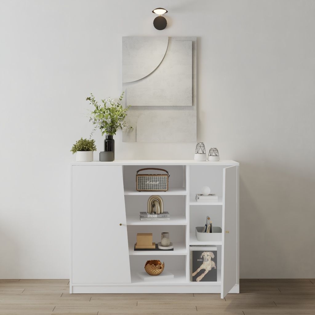 HAPPY FURNITURE , Tủ lưu trữ 2 cửa mở - DALEY , TCM_258 , 130cm x 45cm x 100cm DxRxC