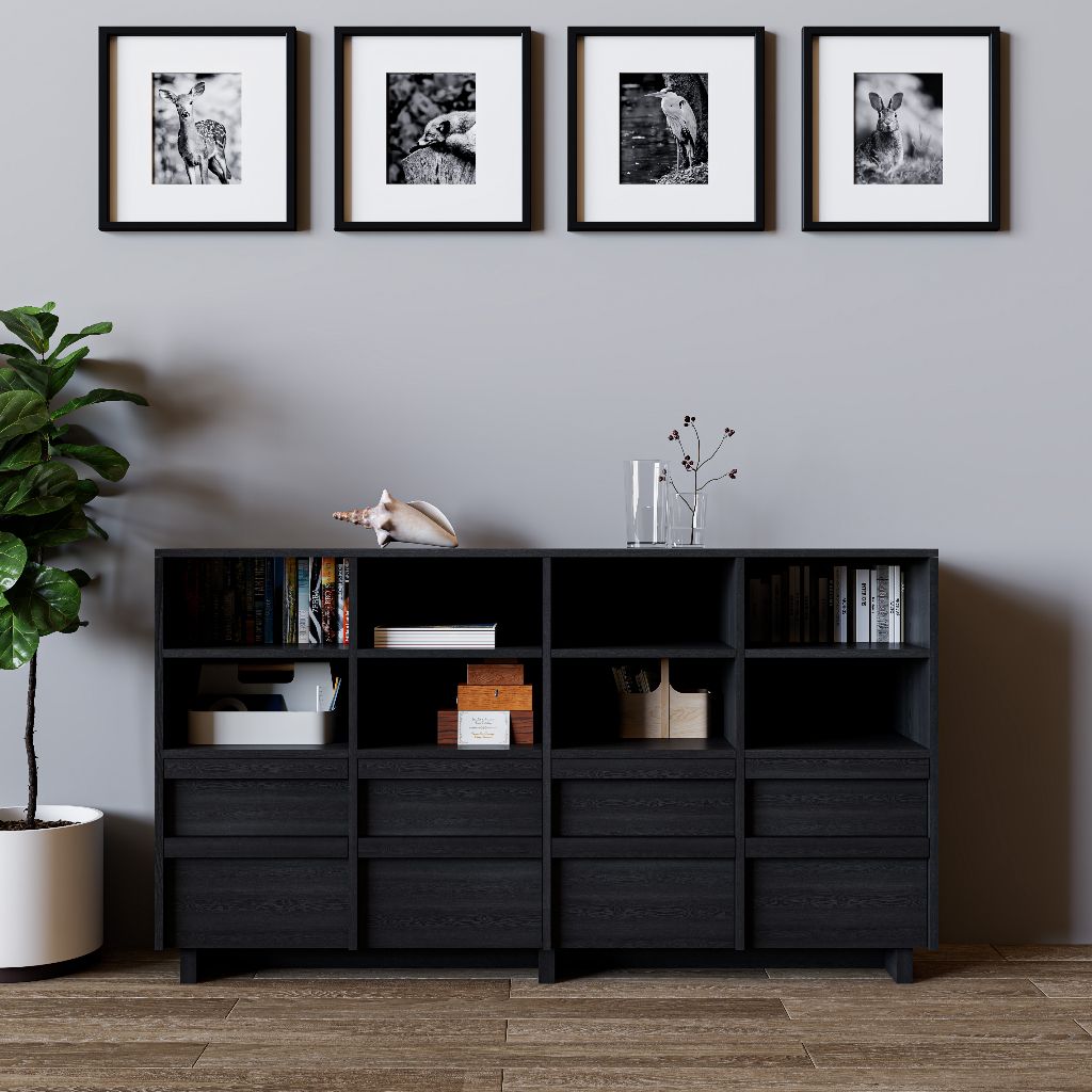 HAPPY FURNITURE , Kệ lưu trữ nhiều ngăn - MAVIS , THK_147 , 160cm x 35cm x 90cm