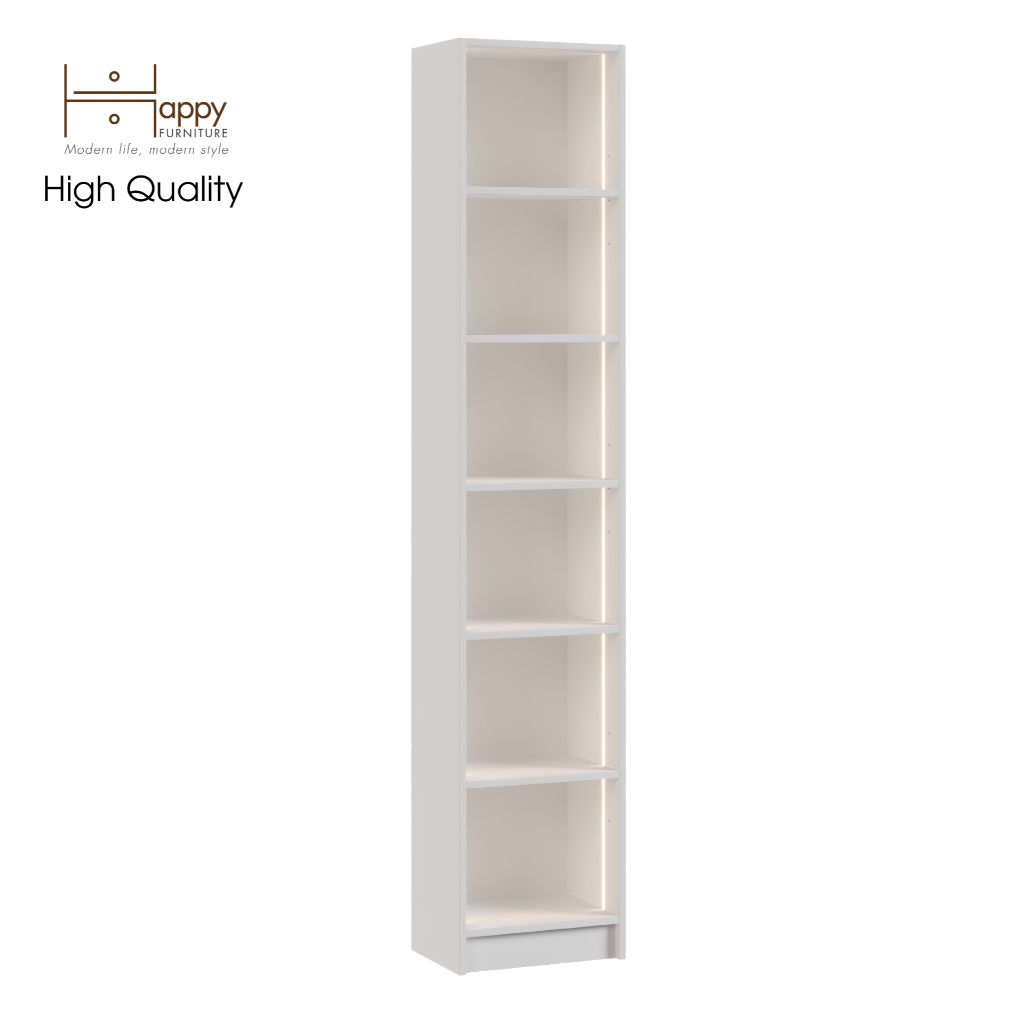 HAPPY FURNITURE , kệ sách 6 tầng size nhỏ tích hợp đèn LED - CATY , KSA_009_LED , 40cm x 28cm x 202cm