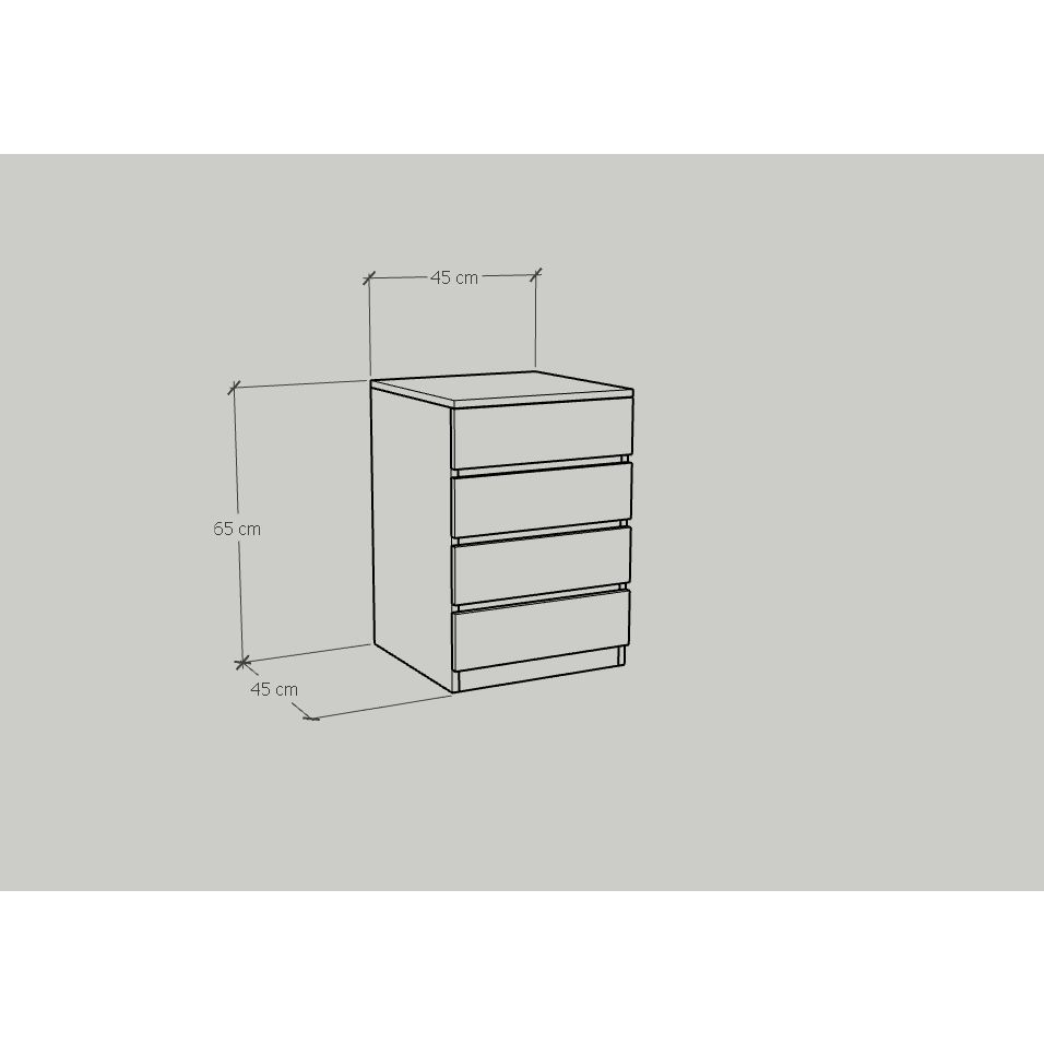 HAPPY FURNITURE , Tủ lưu trữ 4 ngăn kéo - OLA , THK_094 , 45cm x 45cm x 65cm