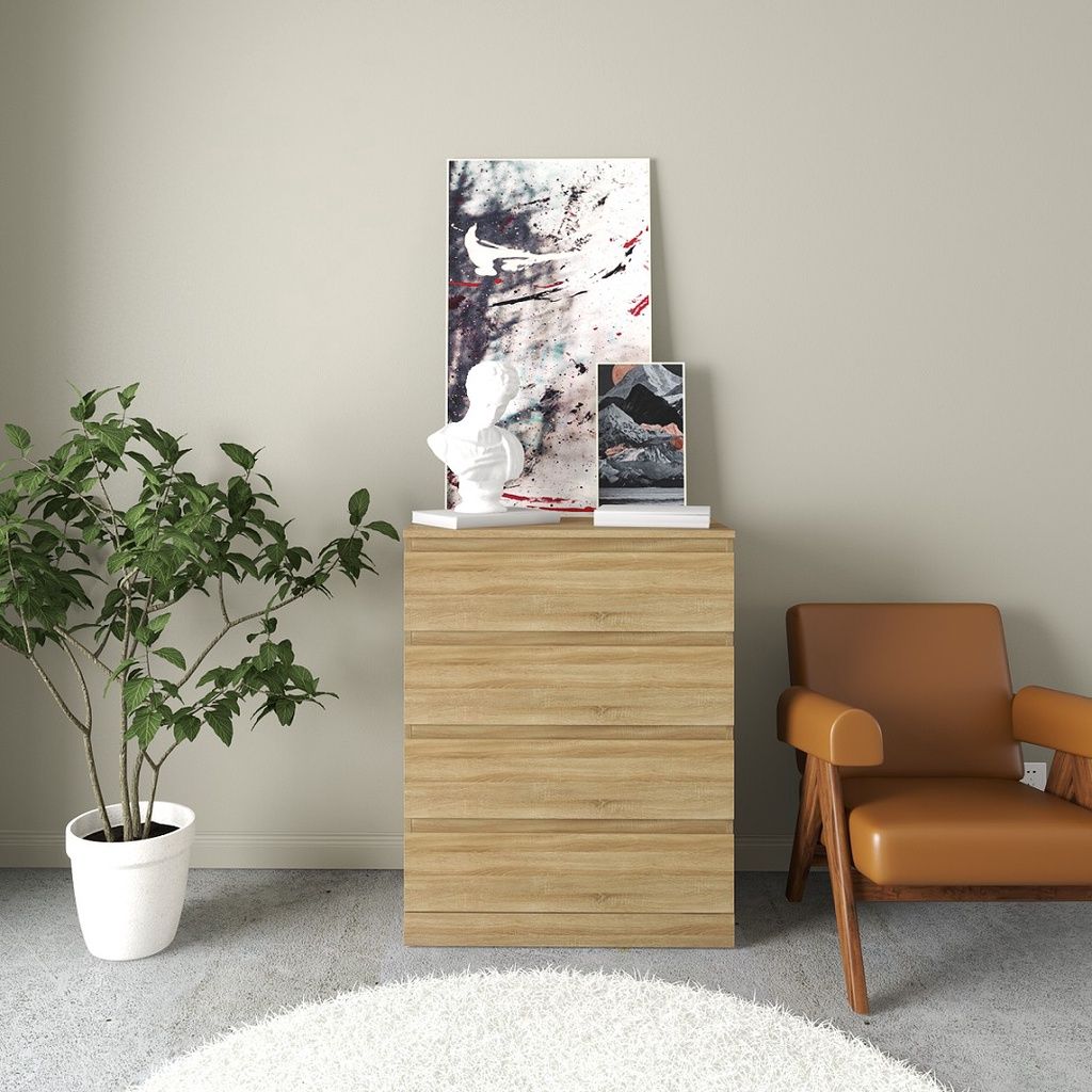 HAPPY FURNITURE , Tủ 4 ngăn kéo - DOOBIE , THK_005 , 80cm x 48cm x 101cm