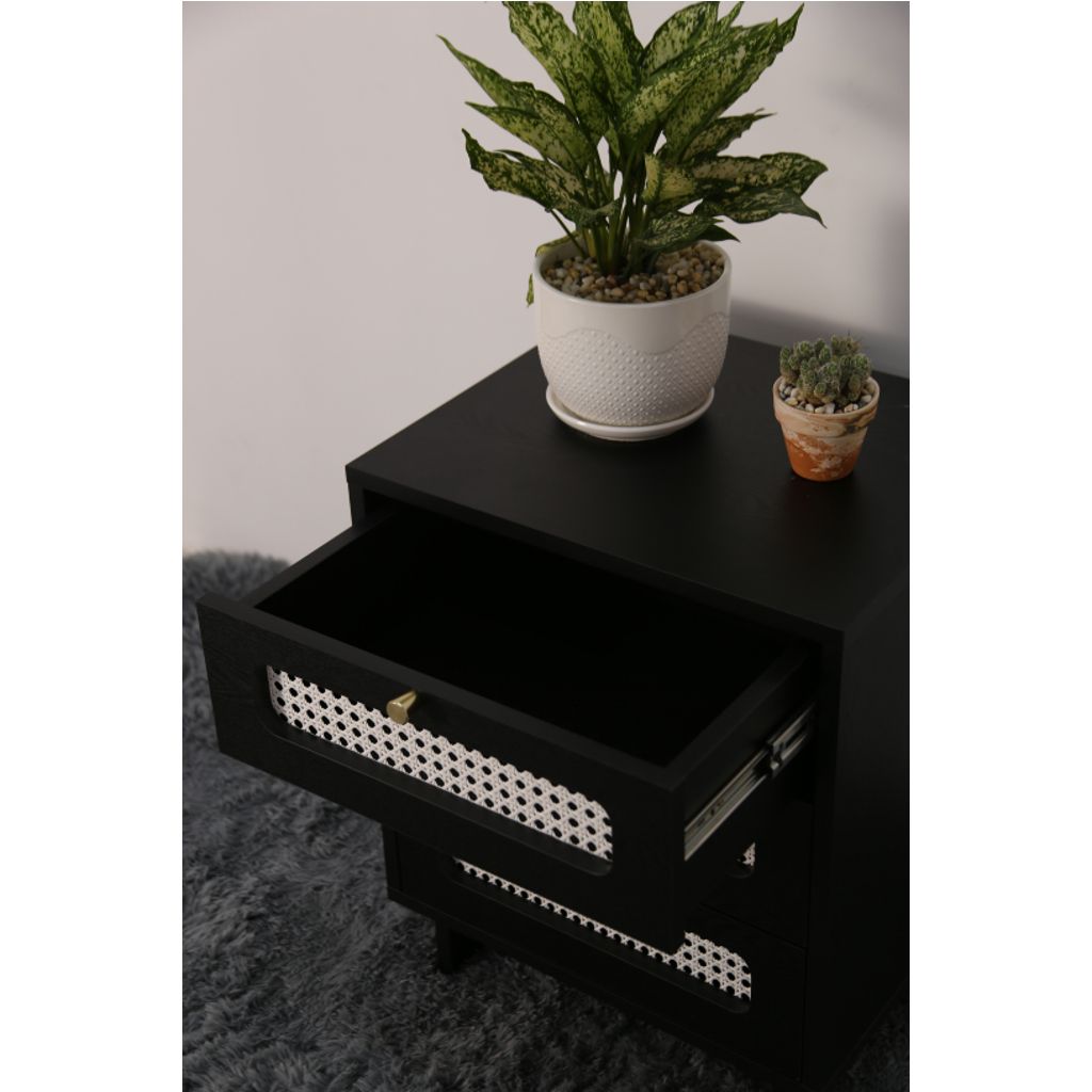 HAPPY FURNITURE , Táp đầu giường 3 ngăn - MEYDAN , THK_077 , 48cm x 40cm x 60cm