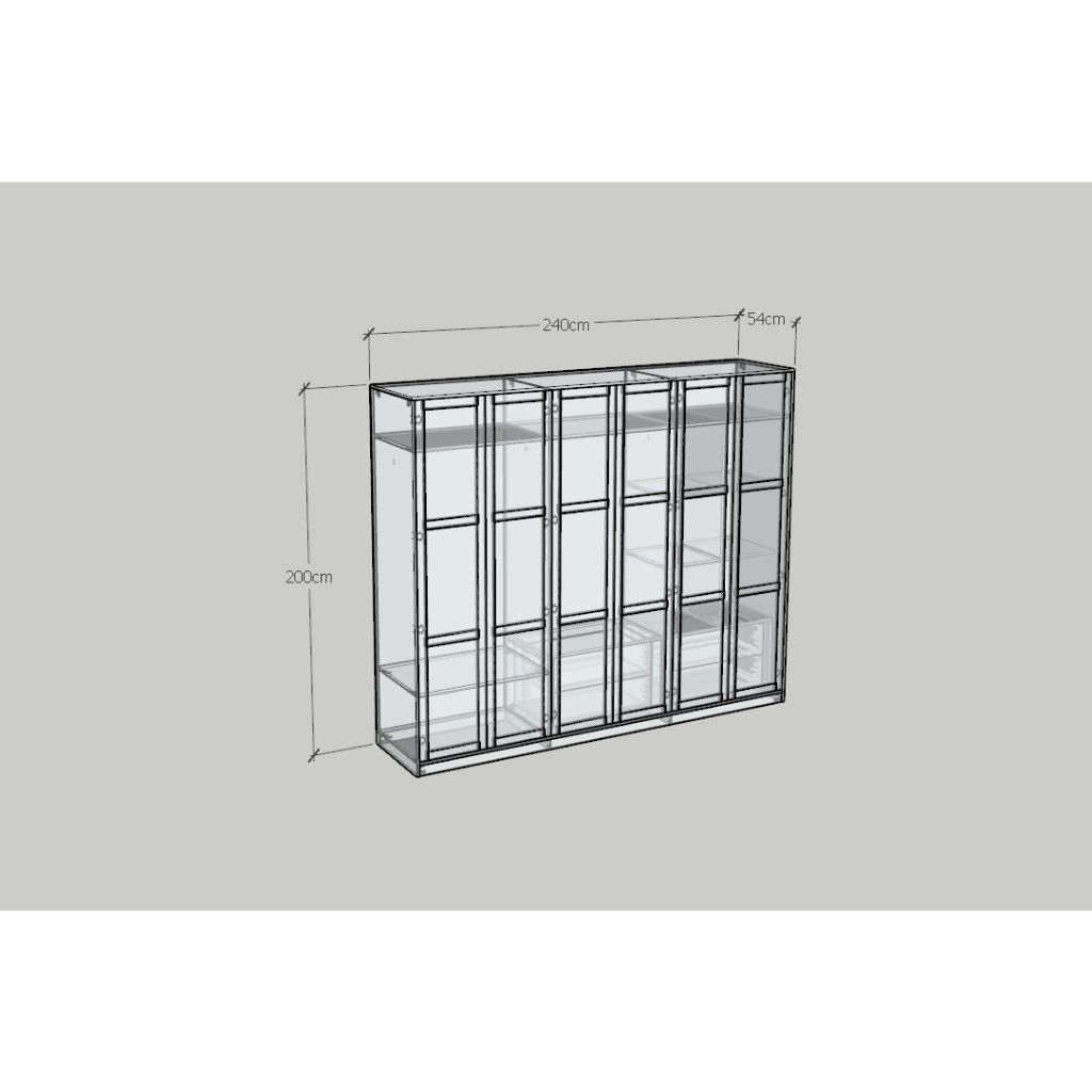 HAPPY FURNITURE , MATTA - Tủ quần áo 6 cửa mở , TCM_212 , 240cm x 54cm x 200cm DxRxC