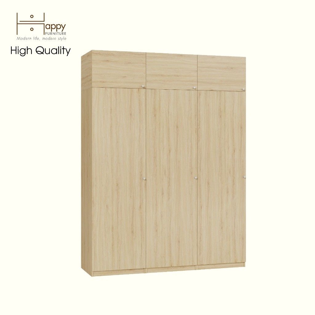 HAPPY FURNITURE , Tủ quần áo 3 cửa mở 1m8x2m4 - SCANDINA , TCM_090 , 180cm x 57cm x 241cm
