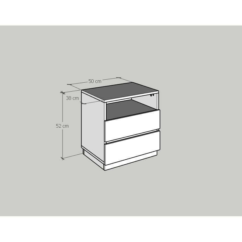 HAPPY FURNITURE , Táp đầu giường 3 ngăn - MACRO , THK_037 , 50cm x 40cm x 52cm