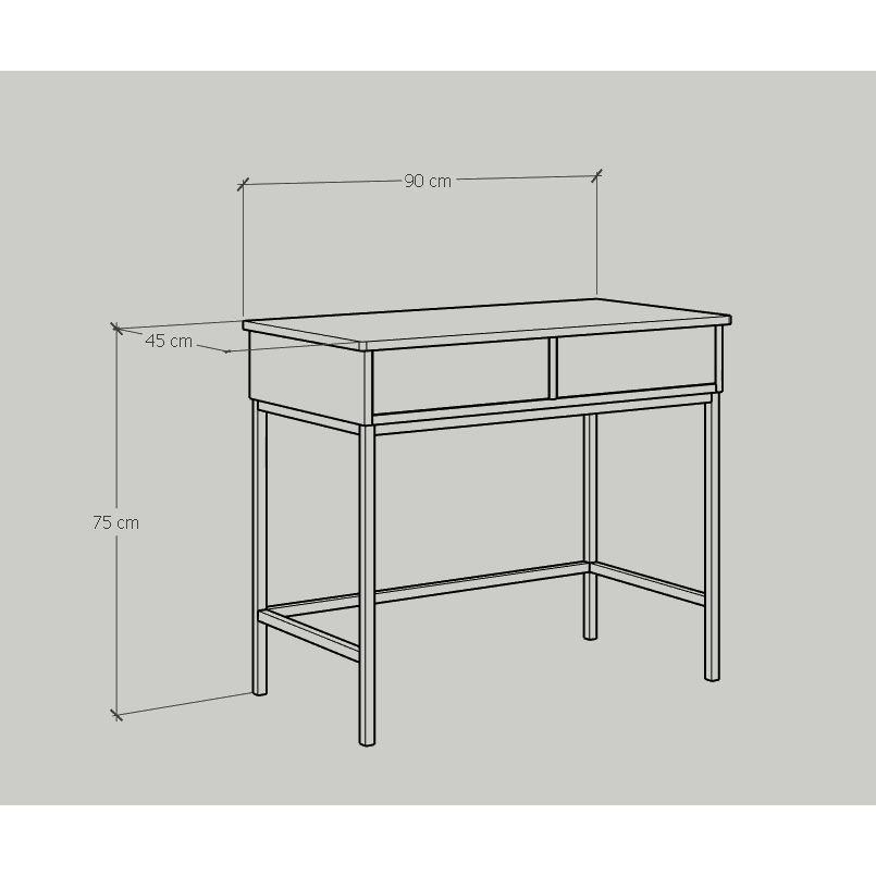 HAPPY FURNITURE , Bàn trang điểm chân sắt - NOMIA , BAN_039 , 90cm x 45cm x 75cm