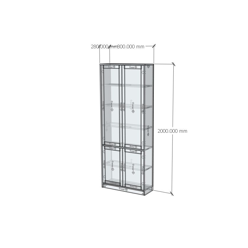 HAPPY FURNITURE , MATTA - Kệ sách 6 tầng 4 cửa mở , KSA_070 , 80cm x 28cm x 200cm DxRxC