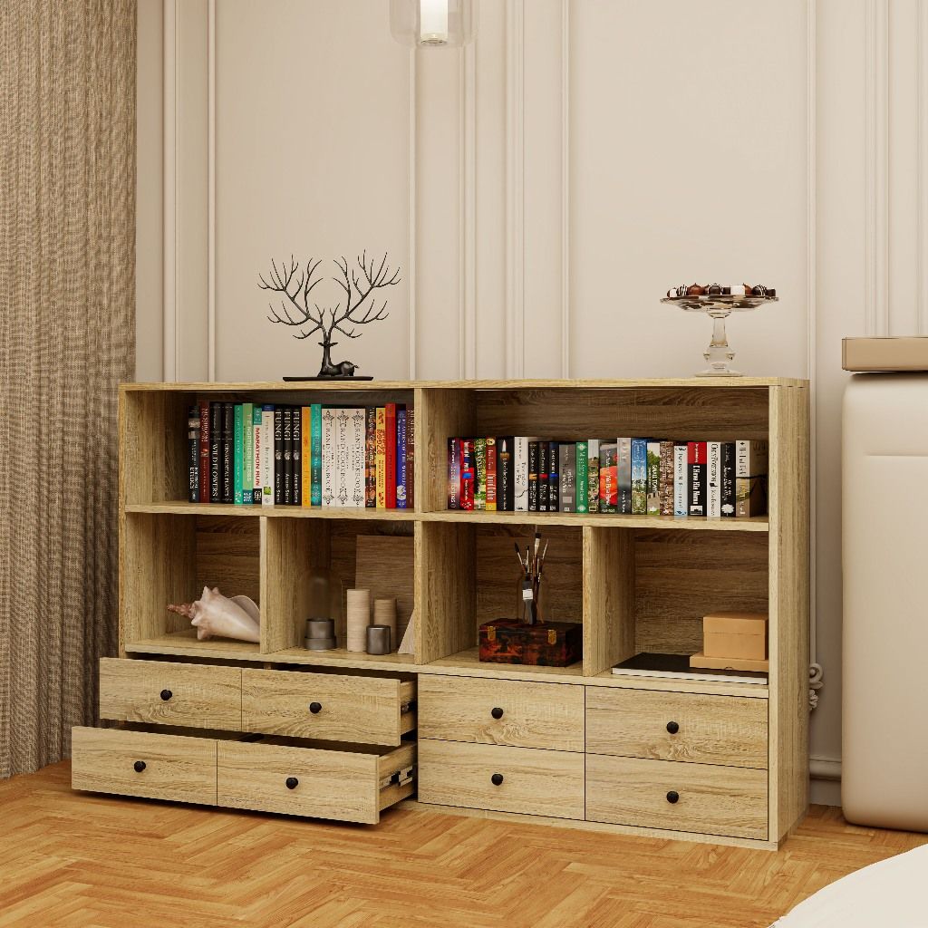 HAPPY FURNITURE , ZACY - Kệ lưu trữ 8 ngăn kéo , THK_220 , 150cm x 32cm x 90cm DxRxC, Sản phẩm phổ thông