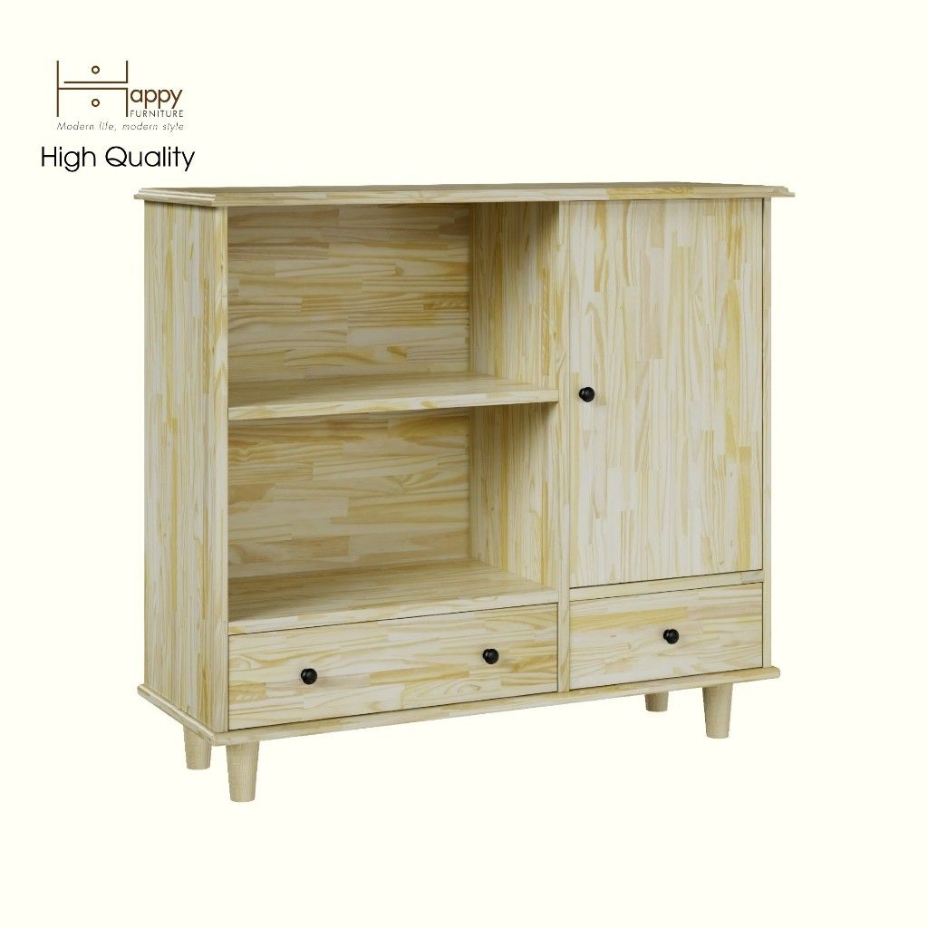 HAPPY FURNITURE , Gỗ tự nhiên , Tủ lưu trữ 2 ngăn kéo - FARAH , TLT_013 , 100x35x90cm