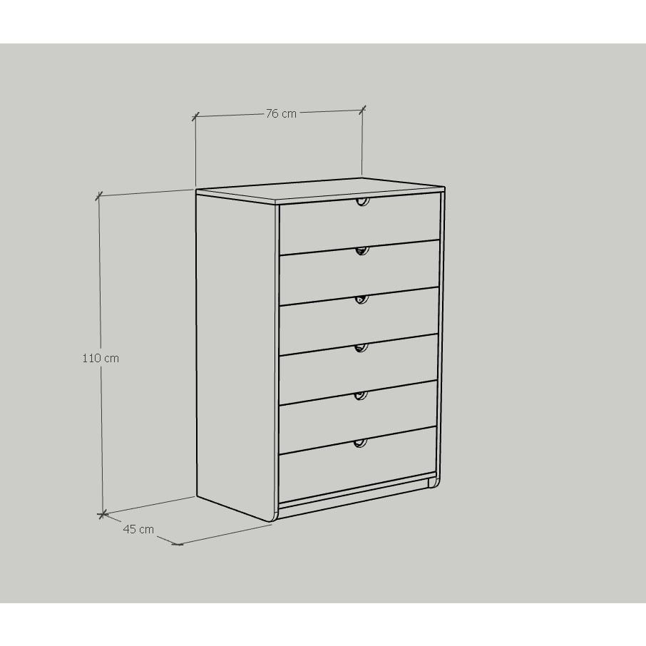 HAPPY FURNITURE , Tủ đựng đồ 6 ngăn kéo - CIRCLE , THK_084 , 76cm x 45cm x 110cm