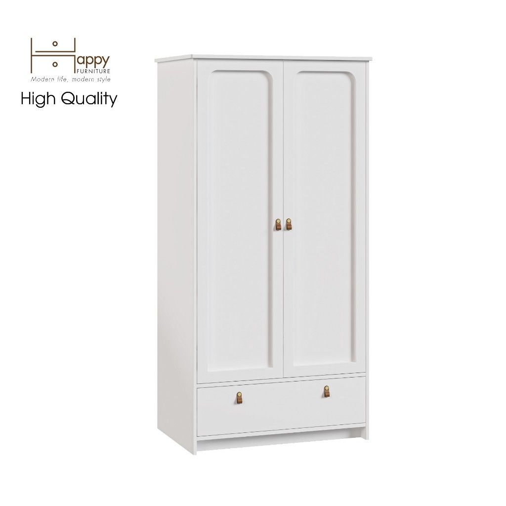 HAPPY FURNITURE , Tủ quần áo 2 cửa mở 1 ngăn kéo - NOMIA , TCM_037 , 90cm x 58cm x 180cm