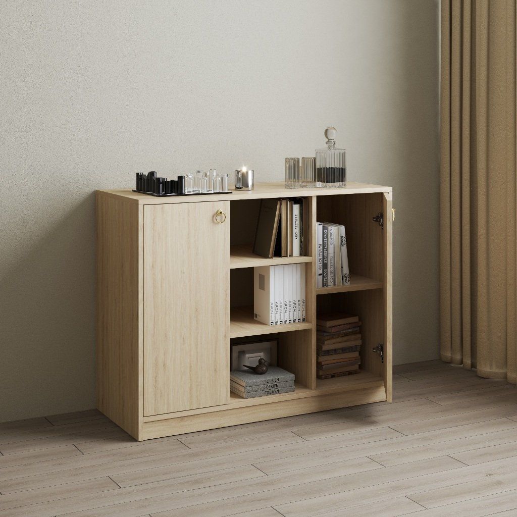 HAPPY FURNITURE , Tủ lưu trữ 2 cửa mở - MERI , TCM_255 , 100cm x 45cm x 80cm DxRxC