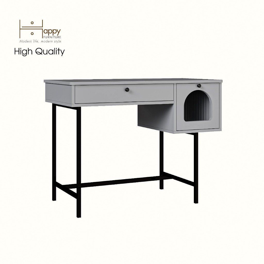 HAPPY FURNITURE , Bàn trang điểm 2 ngăn kéo chân sắt - SISEEL , BAN_093 , 100cm x 50cm x 75cm