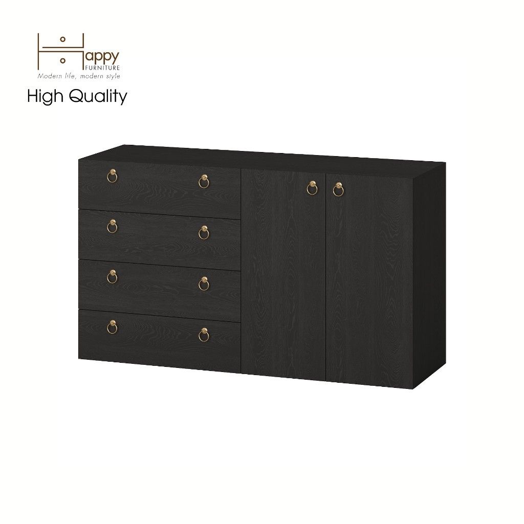 HAPPY FURNITURE , Tủ đựng đồ 4 ngăn kéo 2 cửa mở - WESLEY , THK_046 , 140cm x 45cm x 80cm
