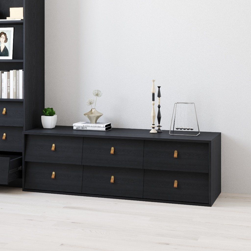 HAPPY FURNITURE , Tủ lưu trữ 6 ngăn kéo - CALYN , THK_315 , 150cm x 45cm x 47cm DxRxC
