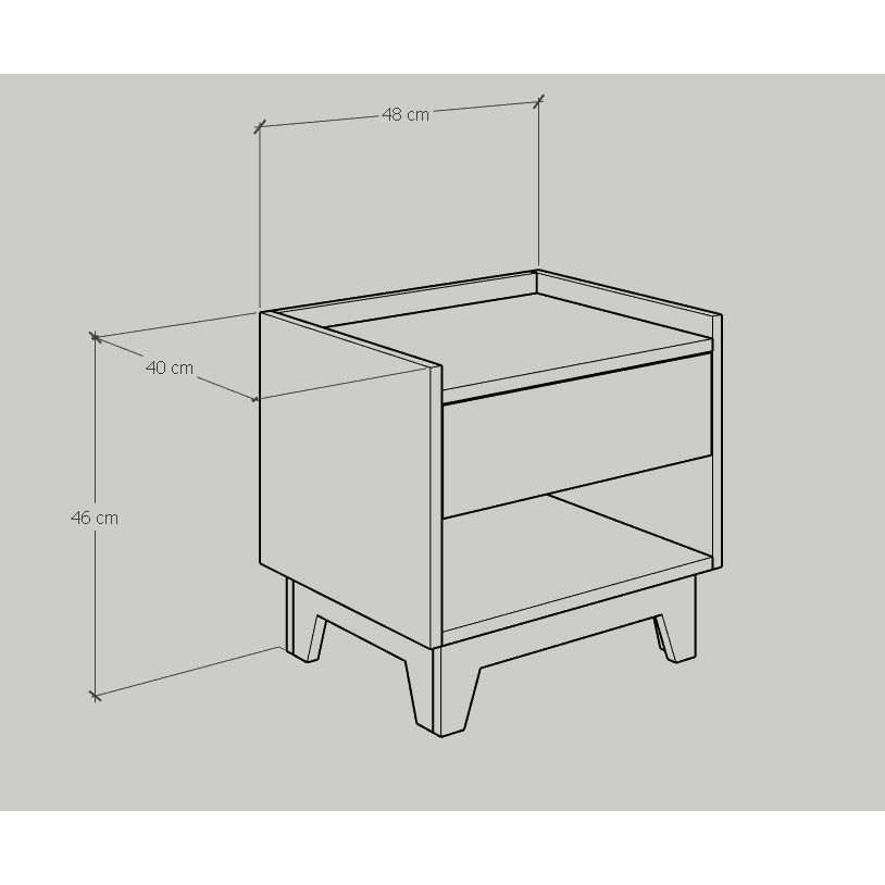 HAPPY FURNITURE , Táp đầu giường 1 ngăn kéo - KINA , THK_070 , 48cm x 40cm x 46cm