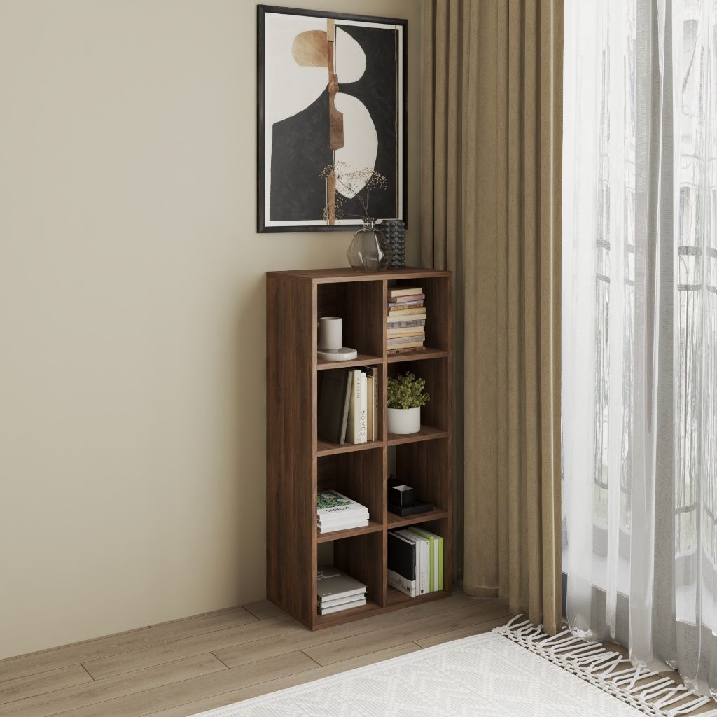 HAPPY FURNITURE , Kệ sách 8 ngăn - CHANN, KSA_105 , 54cm x 28cm x 106cm DxRxC