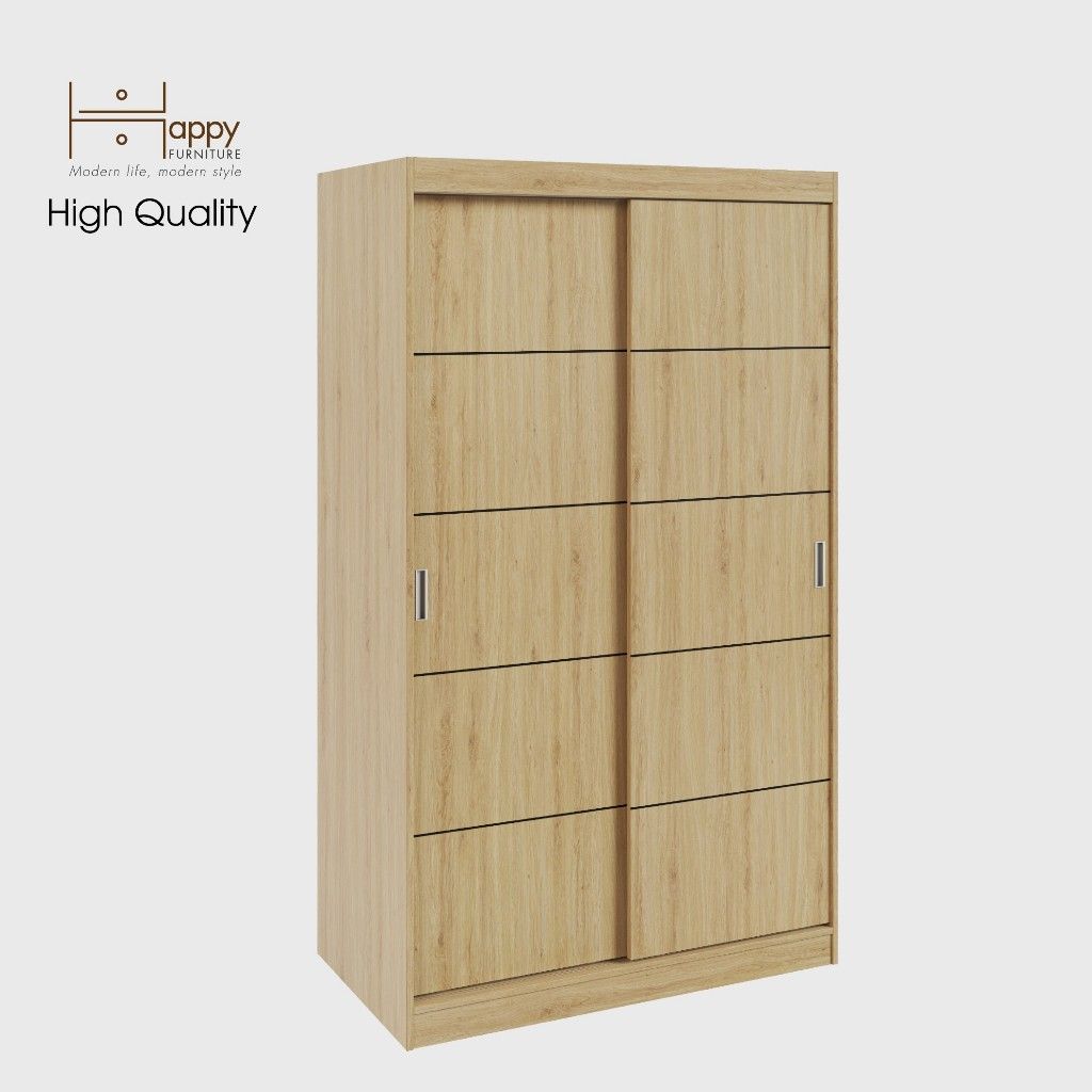 HAPPY FURNITURE , Tủ treo quần áo cửa lùa - RUNI , TCL_005 , 120cm x 60cm x 203cm