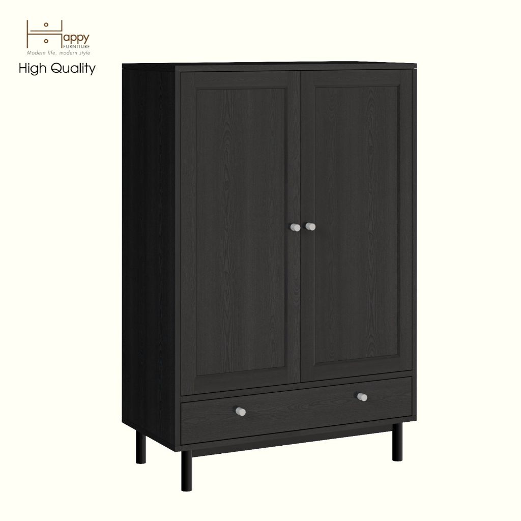 HAPPY FURNITURE , Kệ sách 3 tầng 2 cửa mở chân sắt - CATY , KSA_057, 80cm x 39cm x 120cm
