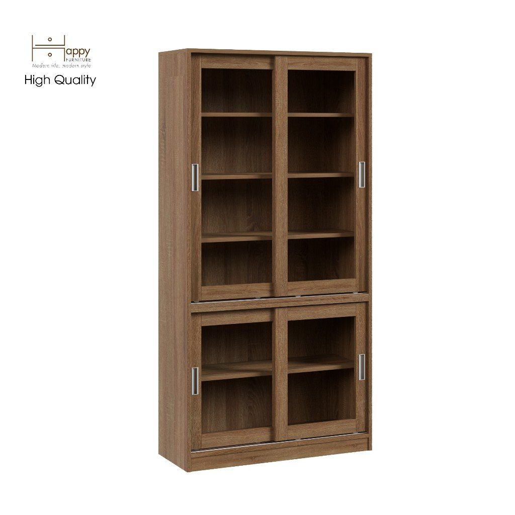 HAPPY FURNITURE , Tủ sách 4 cánh lùa - LUCA , TCL_012 , 90cm x 35cm x 180cm