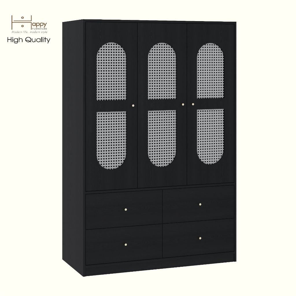 HAPPY FURNITURE , Tủ quần áo 4 ngăn kéo 3 cửa mở - MAY , TCM_247 , 120cm x 54cm x 180cm DxRxC