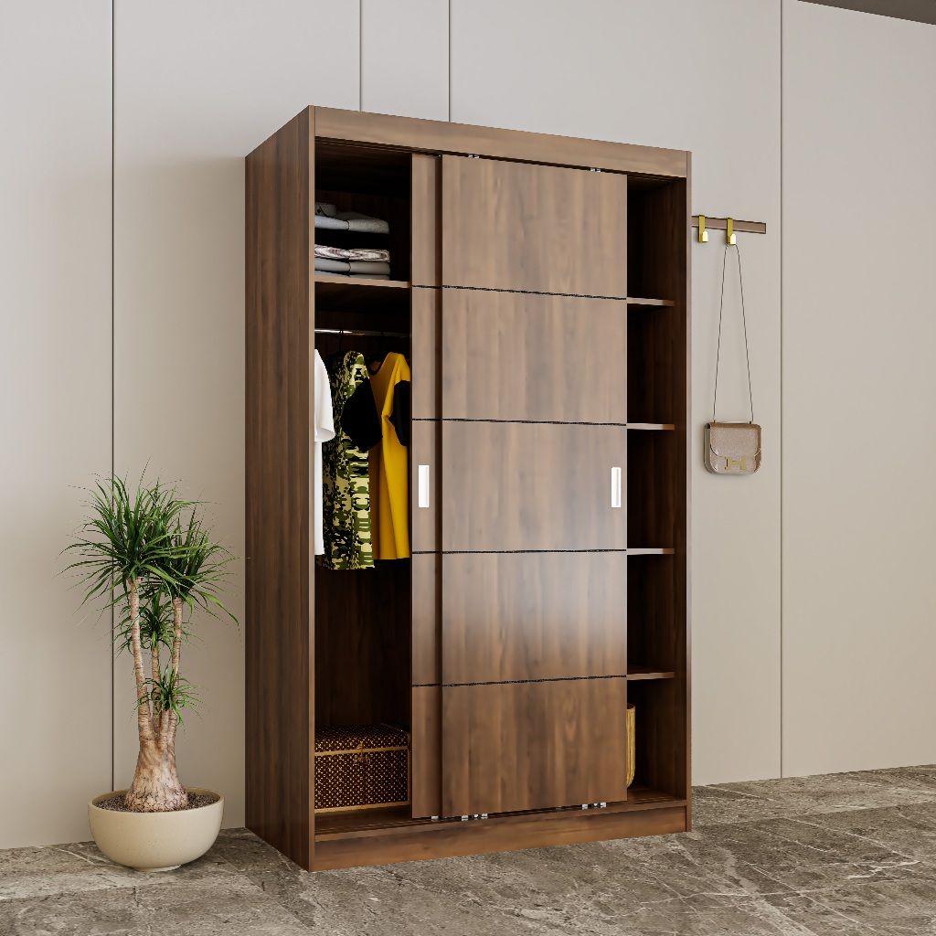 HAPPY FURNITURE , Tủ treo quần áo cửa lùa - RUNI , TCL_005 , 120cm x 60cm x 203cm