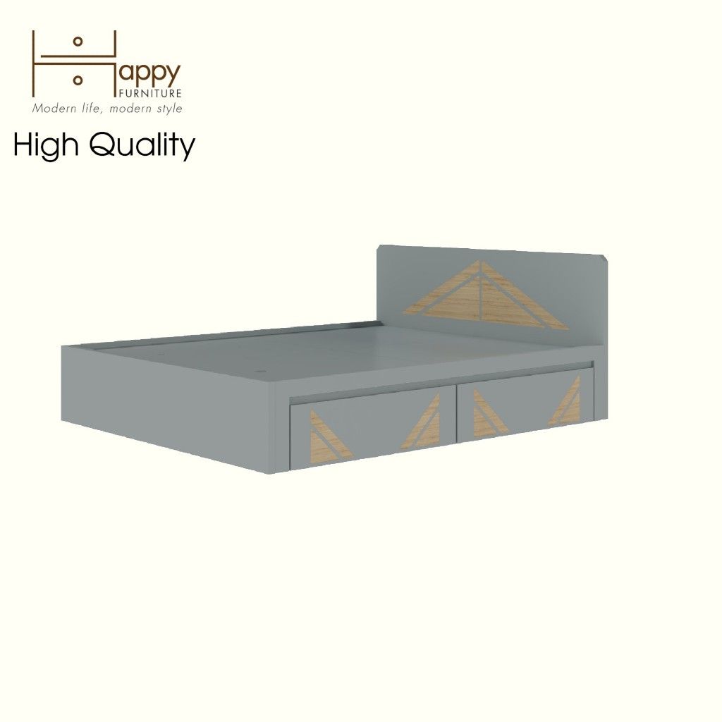 HAPPY FURNITURE , Giường ngủ 2 ngăn kéo - CHARIS , GNG_114 GNG_115 GNG_116 GNG_117 , 207x36cm , dài x cao