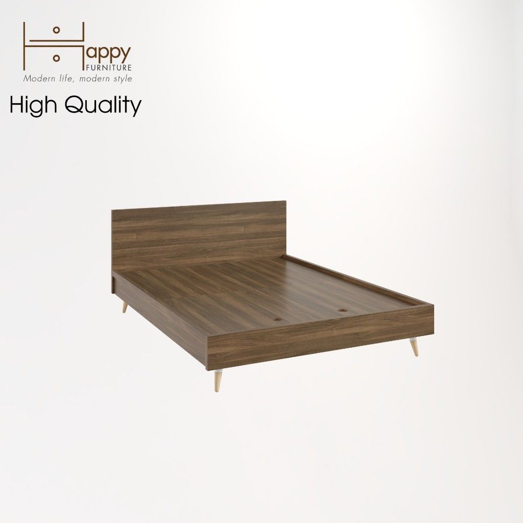 HAPPY FURNITURE , Giường ngủ chân gỗ chéo - OSRI , GNG_025 GNG_026 GNG_027 GNG_068 , 207x35cm , dài x cao