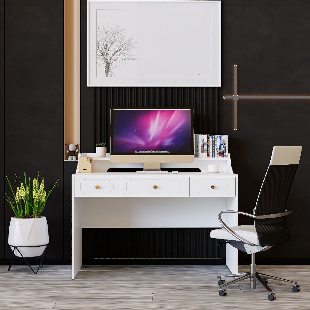 HAPPY FURNITURE , Bàn làm việc 3 ngăn kéo - NERIS , BAN_075 , 120cm x 59cm x 90cm