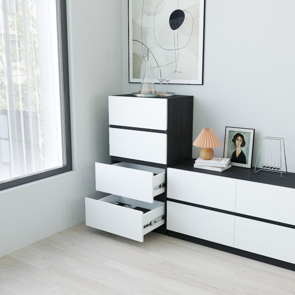 HAPPY FURNITURE , Tủ lưu trữ 4 ngăn kéo - KALA, THK_293 , 55cm x 40cm x 105cm DxRxC