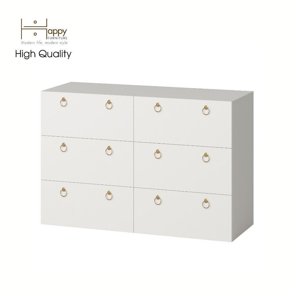 HAPPY FURNITURE , Tủ đựng đồ 6 ngăn kéo - WESLEY , THK_044 , 120cm x 45cm x 80cm