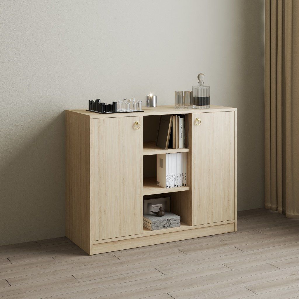HAPPY FURNITURE , Tủ lưu trữ 2 cửa mở - MERI , TCM_255 , 100cm x 45cm x 80cm DxRxC