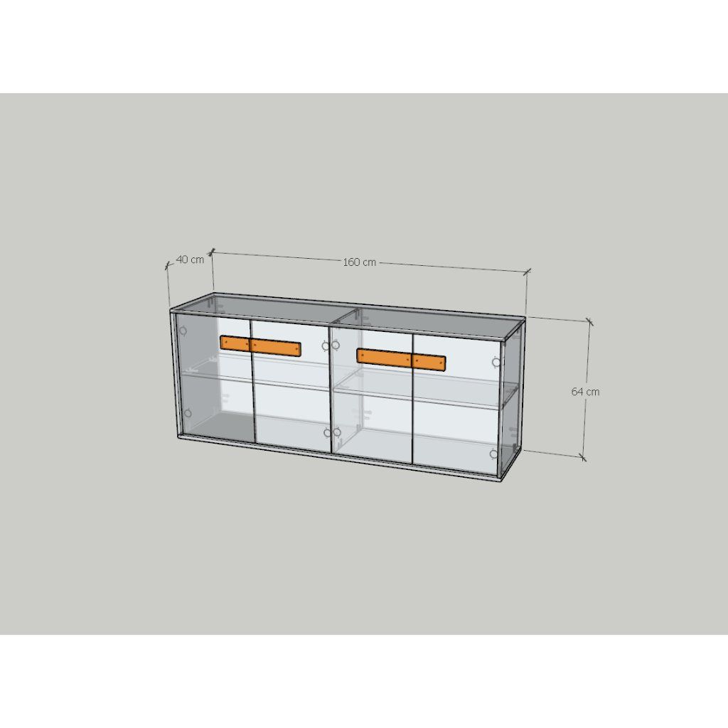 HAPPY FURNITURE , Tủ lưu trữ 4 cửa mở - SPACE, TCM_239 , 160cm x 40cm x 64cm DxRxC