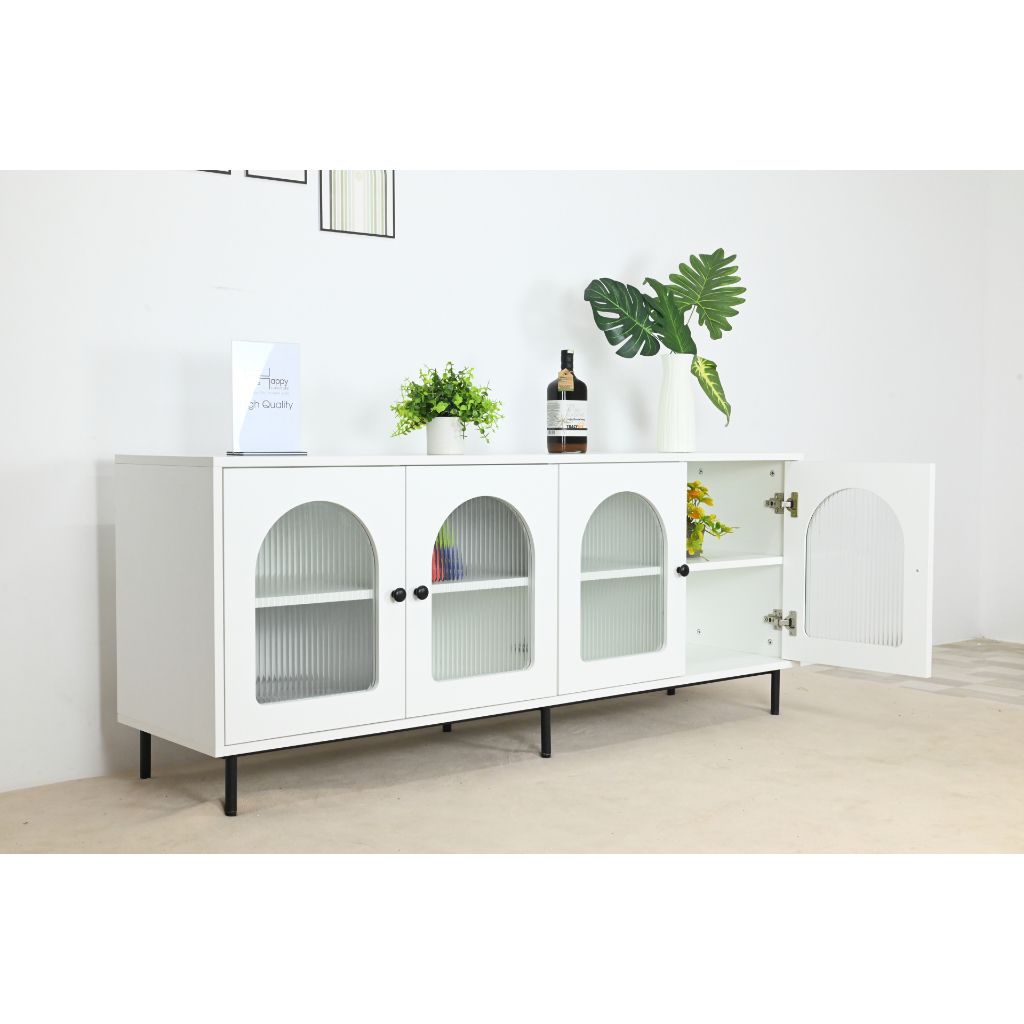 HAPPY FURNITURE , Kệ TV 4 cánh mở chân sắt - SISEEL , KTV_051 , 160cm x 40cm x 64cm
