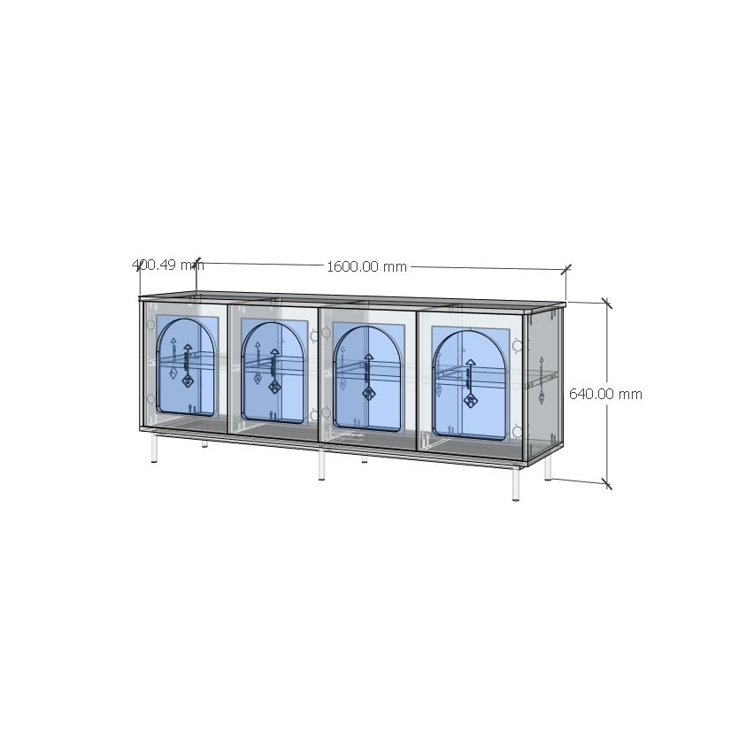 HAPPY FURNITURE , Kệ TV 4 cánh mở chân sắt - SISEEL , KTV_051 , 160cm x 40cm x 64cm