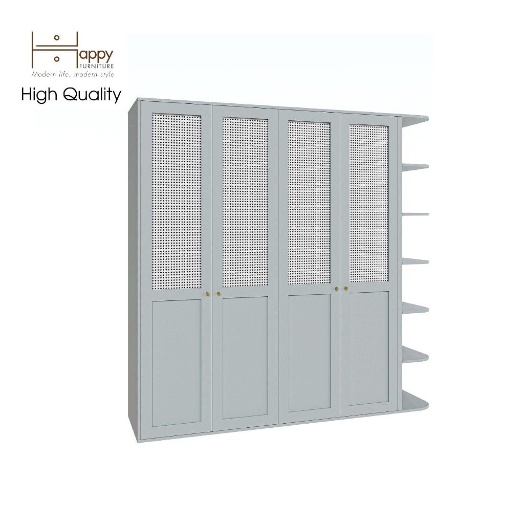 HAPPY FURNITURE , Tủ quần áo 4 cánh mở 2mx2m - ROTAN , TCM_139 , 200cm x 54cm x 200cm