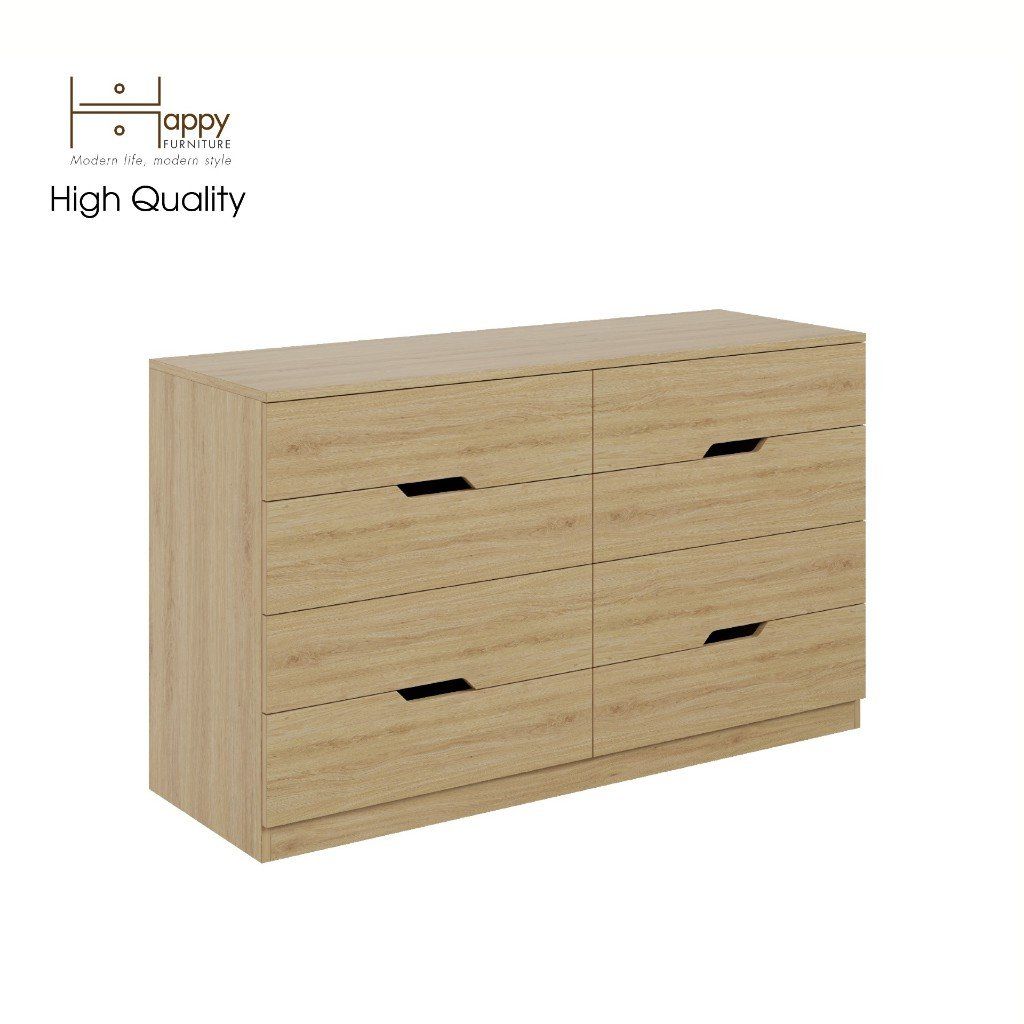 HAPPY FURNITURE , Tủ đựng đồ - 8 ngăn kéo - DASH , THK_053 , 132cm x 46cm x 78cm