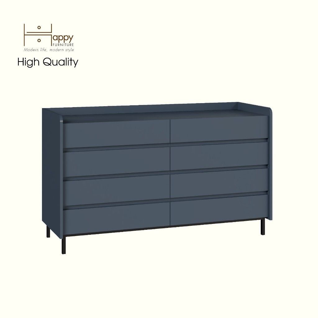 HAPPY FURNITURE , Tủ lưu trữ 8 ngăn kéo chân sắt - LAVIA , THK_156 , 140cm x 45cm x 82cm