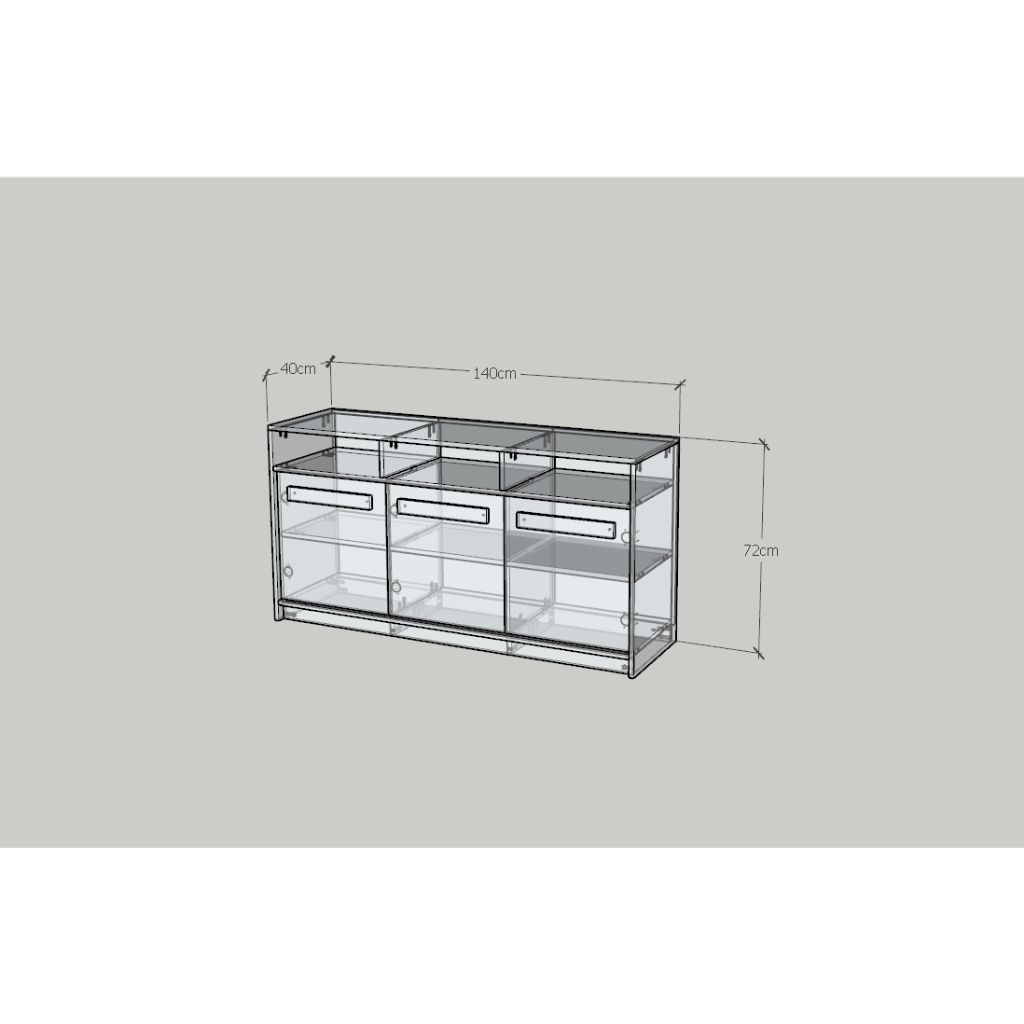 HAPPY FURNITURE , Tủ lưu trữ 3 cửa mở - RUBEL, TCM_225, 140cm x 40cm x 72cm DxRxC