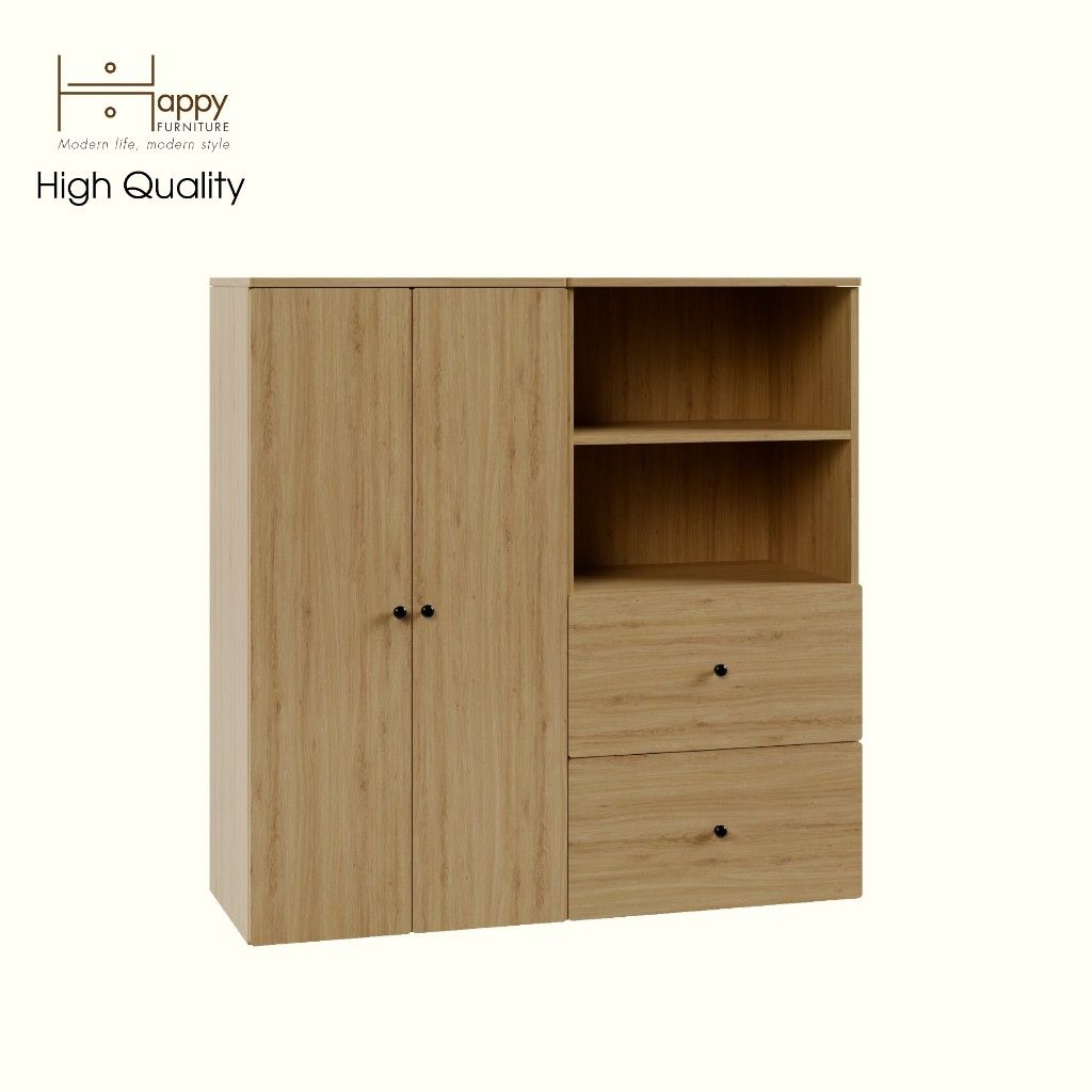 HAPPY FURNITURE , Tủ quần áo 2 cánh mở 2 ngăn kéo - SCANDINA , TCM_094 , 120cm x 42cm x 120cm