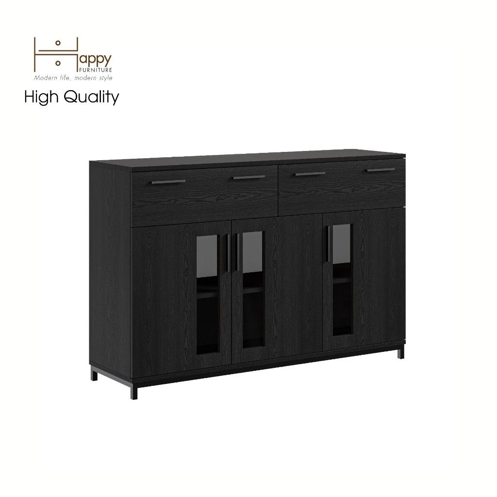 HAPPY FURNITURE , Tủ lưu trữ 2 ngăn kéo 3 cửa mở chân sắt - LOUIS , THK_059 , 126cm x 36cm x 84cm