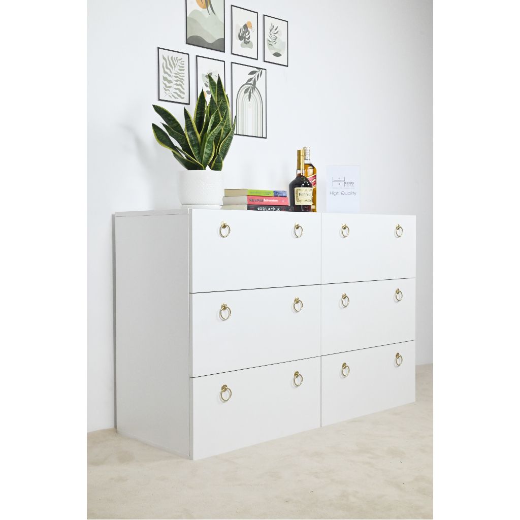 HAPPY FURNITURE , Tủ đựng đồ 6 ngăn kéo - WESLEY , THK_044 , 120cm x 45cm x 80cm