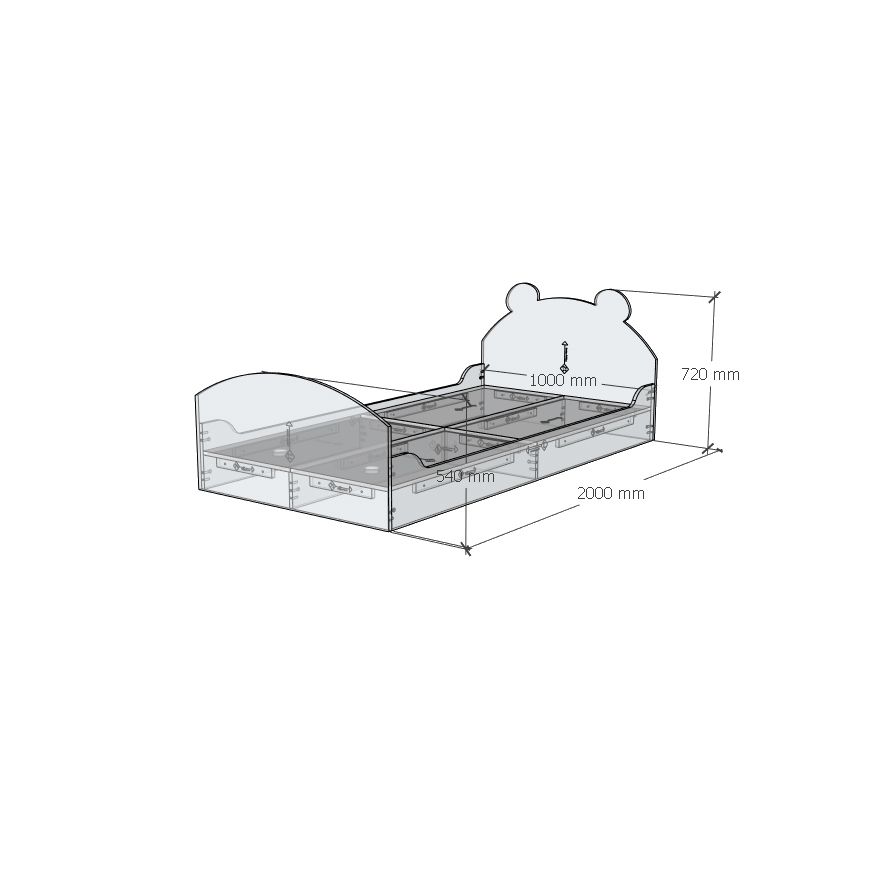HAPPY FURNITURE , Giường ngủ cho trẻ em - KID , GNG_162 , GNG_163 , 203cm x 20cm