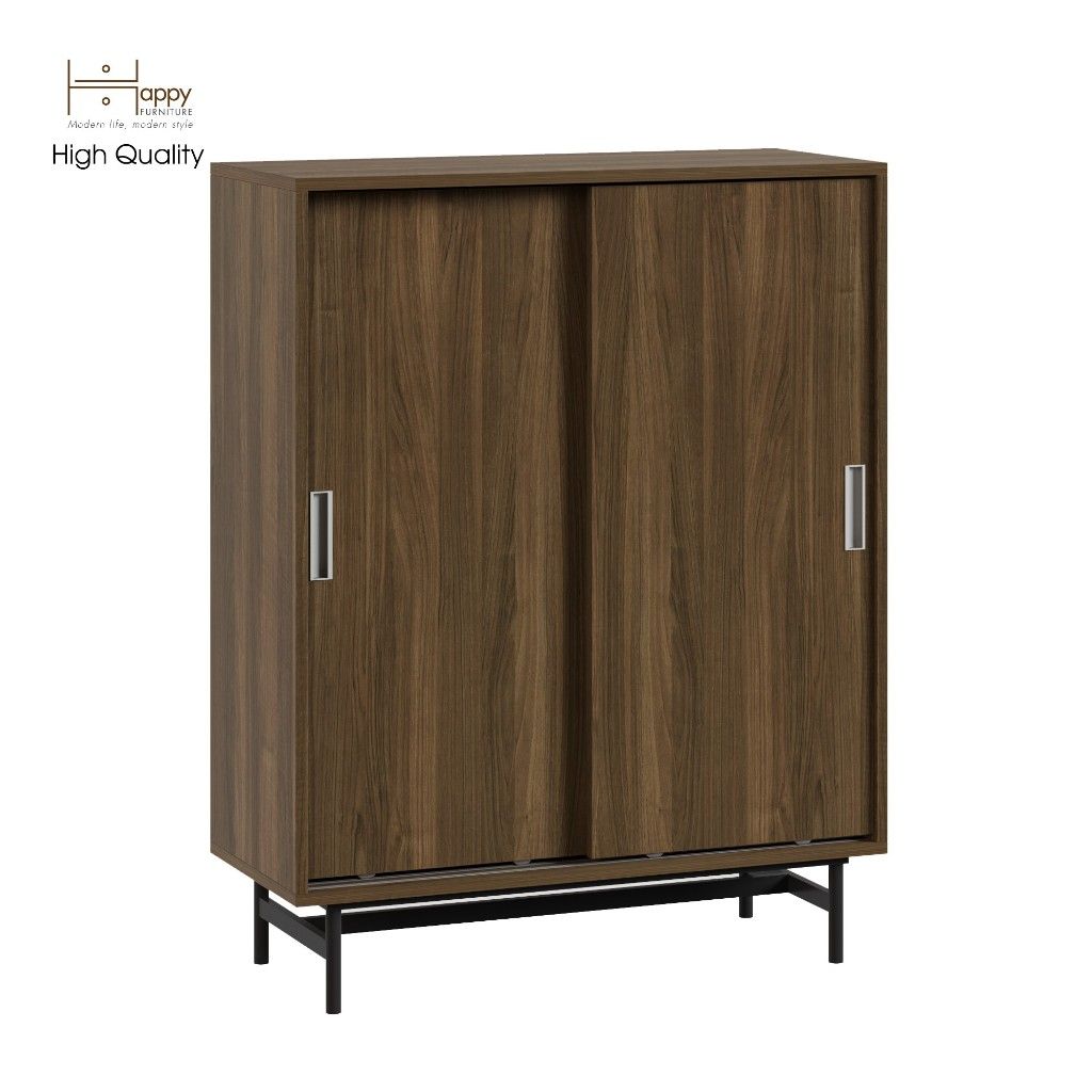 HAPPY FURNITURE , Tủ lưu trữ 2 cánh lùa chân sắt - LUCA , TCL_017 , 86cm x 36cm x 110cm