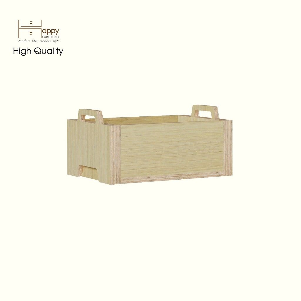 HAPPY FURNITURE , Gỗ tự nhiên , Thùng lưu trữ gỗ Plywood - GAMOR , TLT_022 , 45cm x 30cm x 22cm DxRxC
