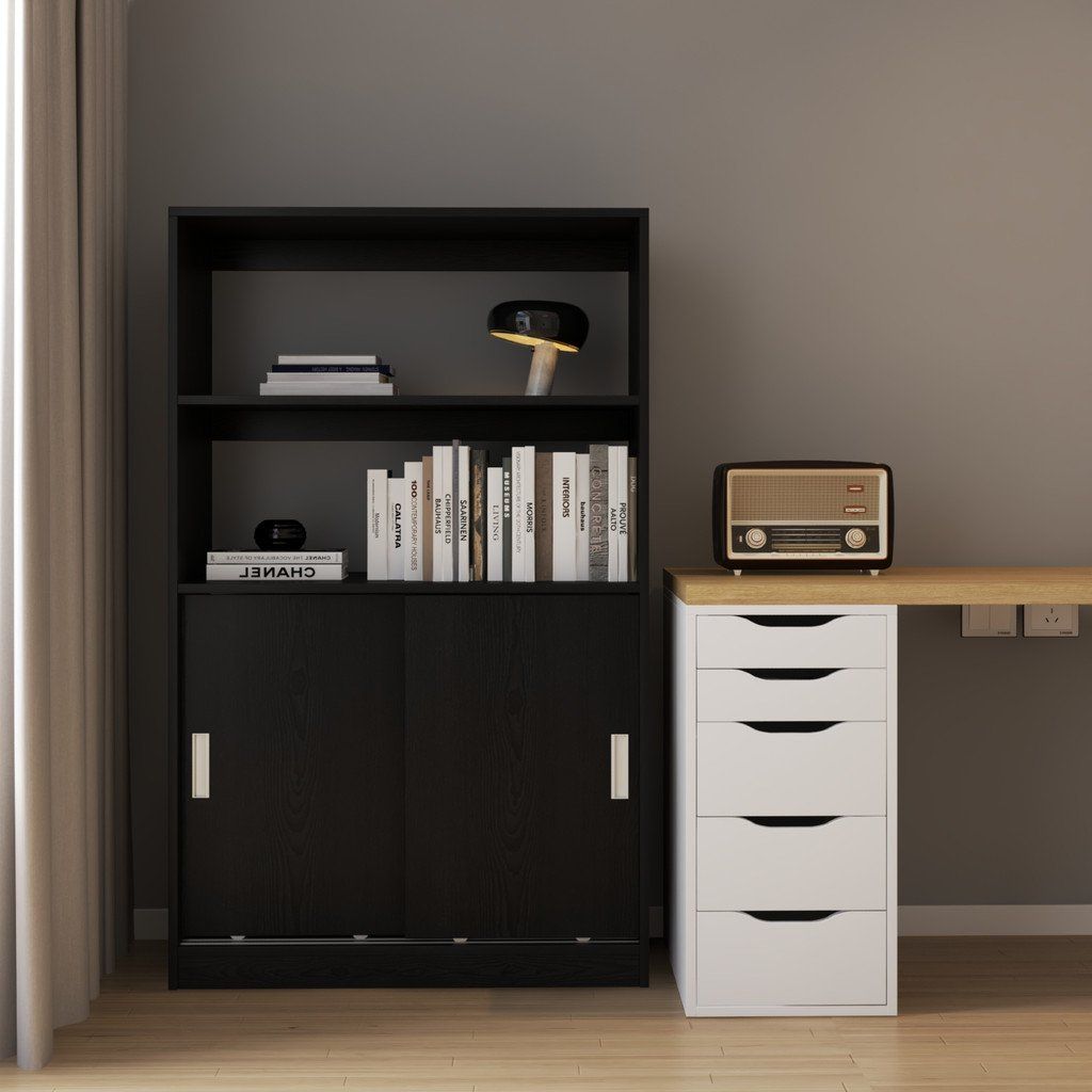 HAPPY FURNITURE , Tủ lưu trữ 2 cửa lùa - LUCA , TCL_009 , 86cm x 40cm x 140cm