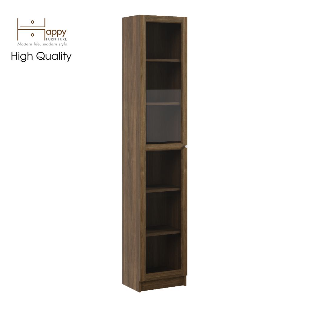 HAPPY FURNITURE , kệ sách 6 tầng cửa kính size nhỏ - CATY , KSA_011 , 40cm x 30cm x 202cm